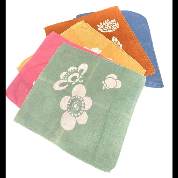 Other - Set Of 8 Multicolor Japanese Cotton Tenugui Hand Towel Napkins W Floral Pattern